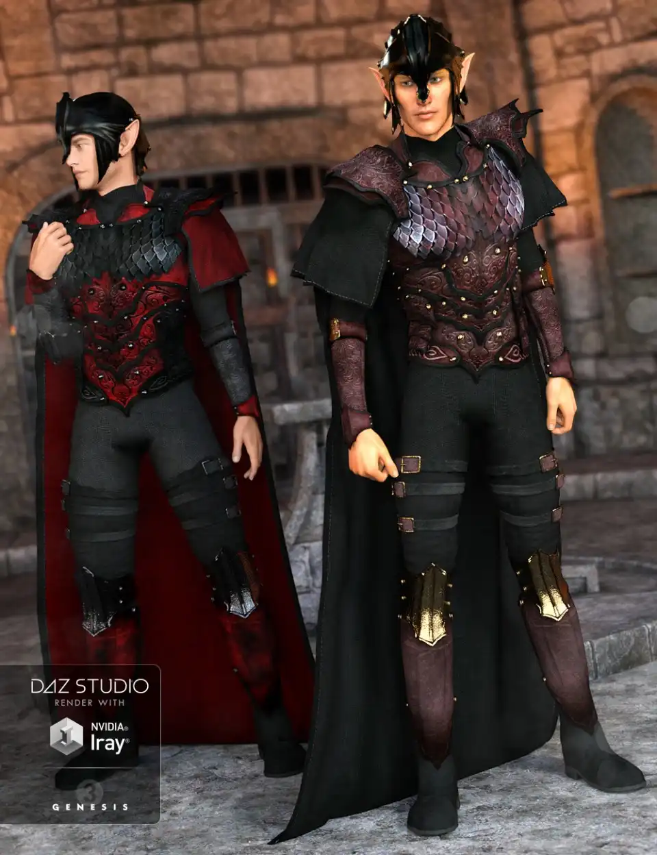 Elven Knight Armor Male Textures_DAZ3D下载站