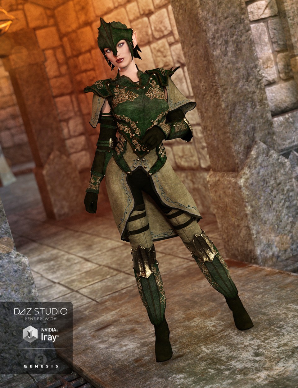 Elven Knight Armor for Genesis 3 Female(s)_DAZ3D下载站