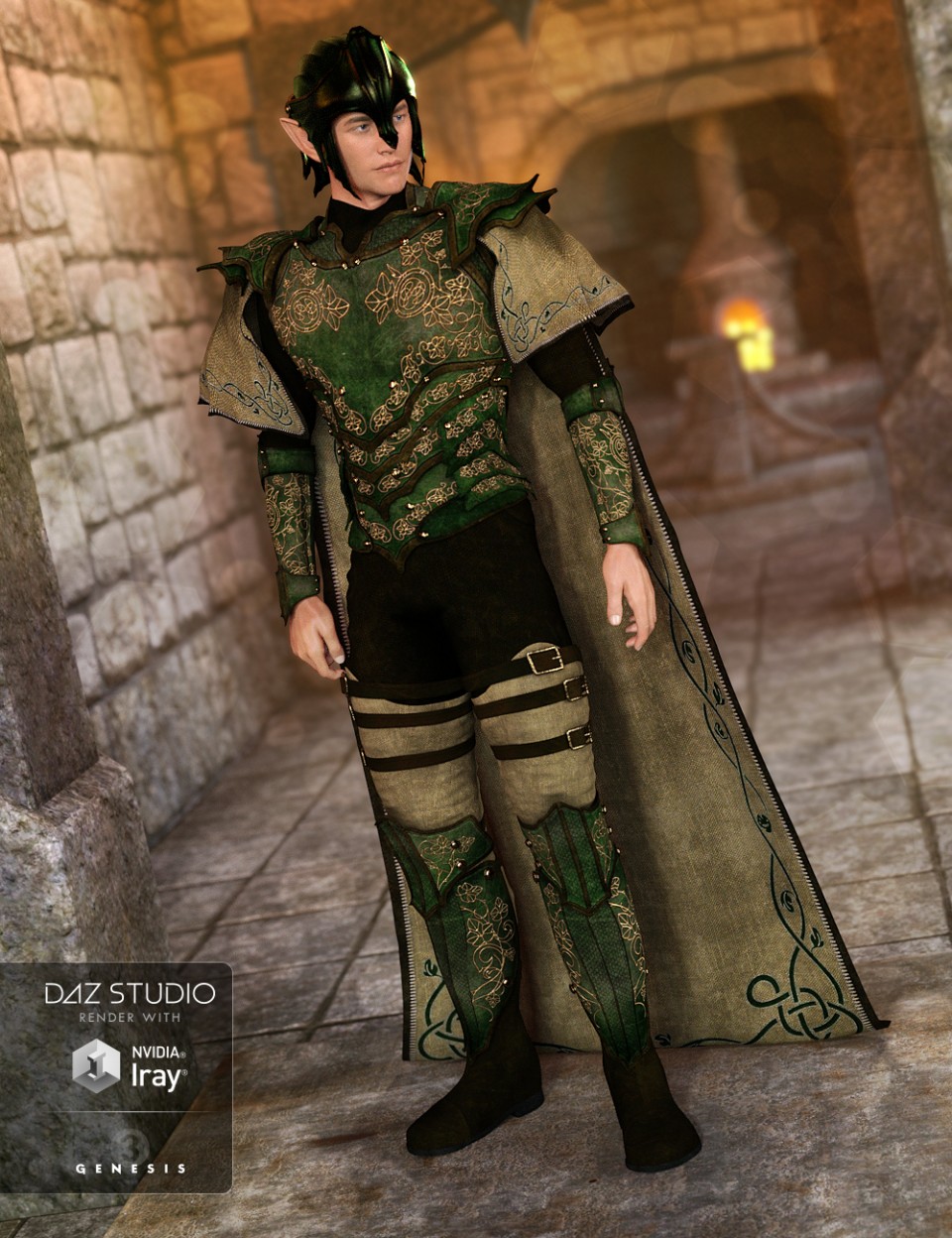 Elven Knight Armor for Genesis 3 Male(s)_DAZ3D下载站