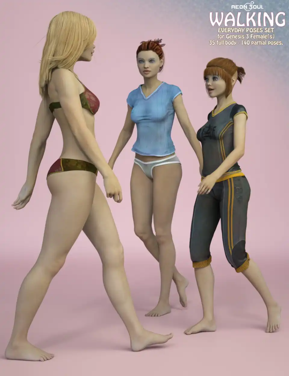 EveryDay Poses: Walking for Genesis 3 Female(s)_DAZ3D下载站