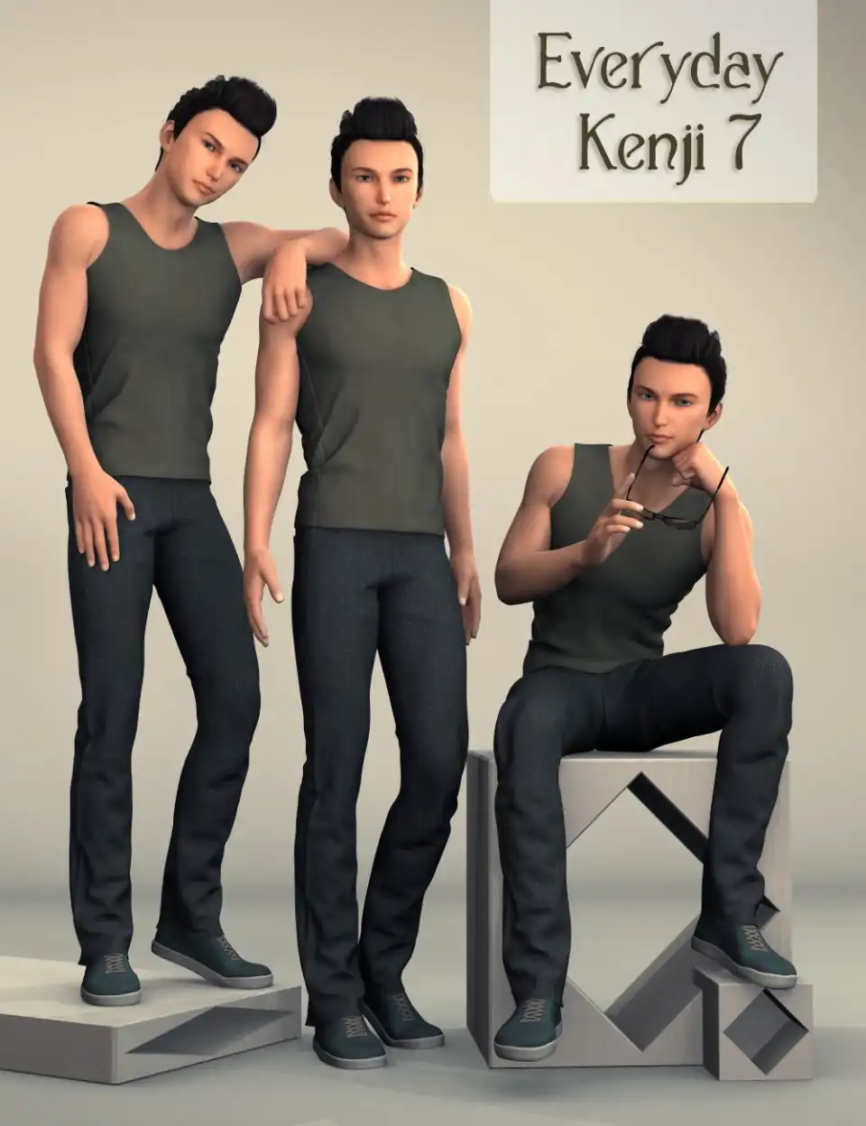 Everyday Kenji 7 Poses_DAZ3D下载站