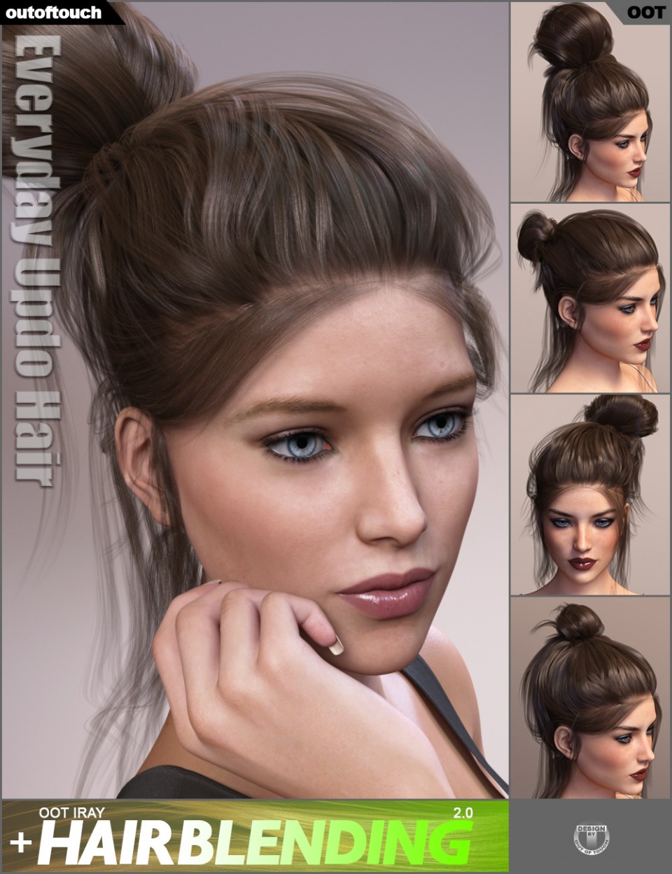 Everyday Updo Hair and OOT Hairblending 2.0 for Genesis 3 Female(s)_DAZ3D下载站