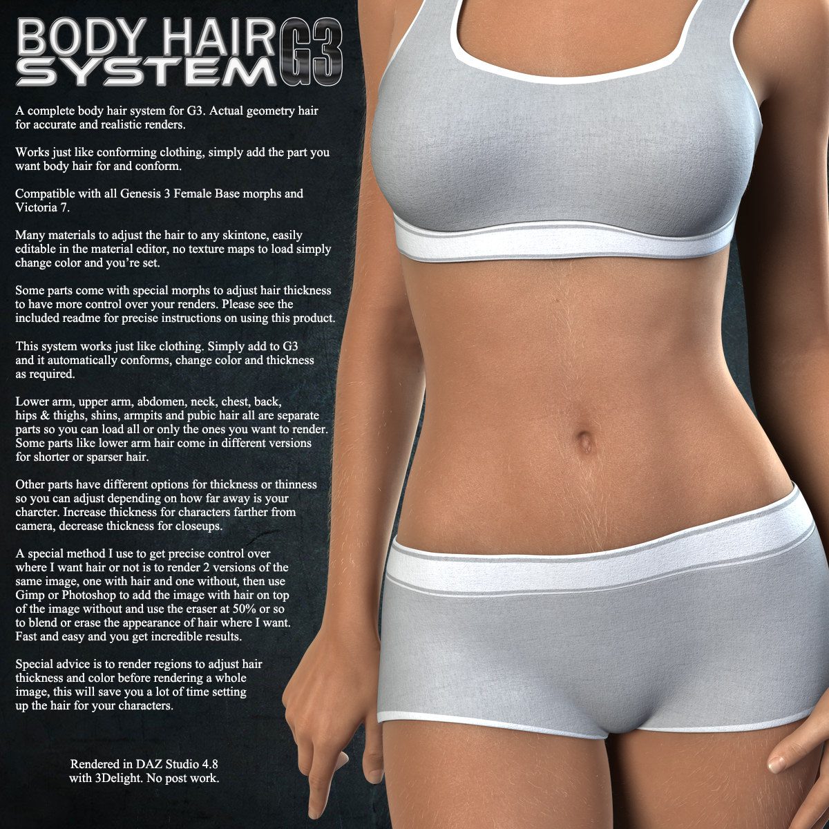 Exnem Body Hair for G3 Females - DAZ3DDL