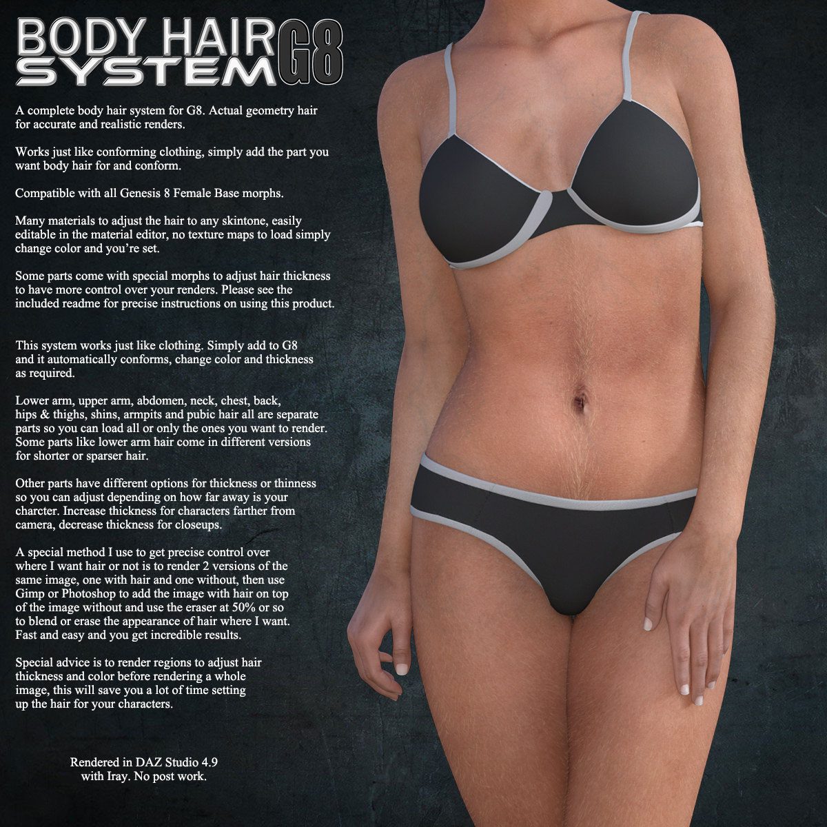 Exnem Body Hair for G8 Female_DAZ3D下载站