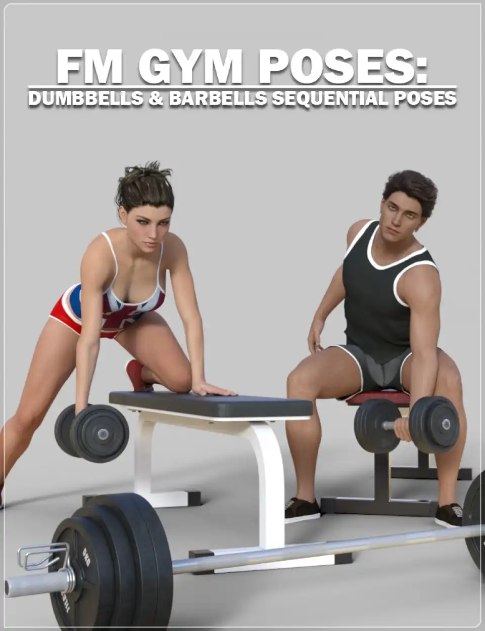 FM Gym Poses: Dumbbells & Barbells_DAZ3D下载站
