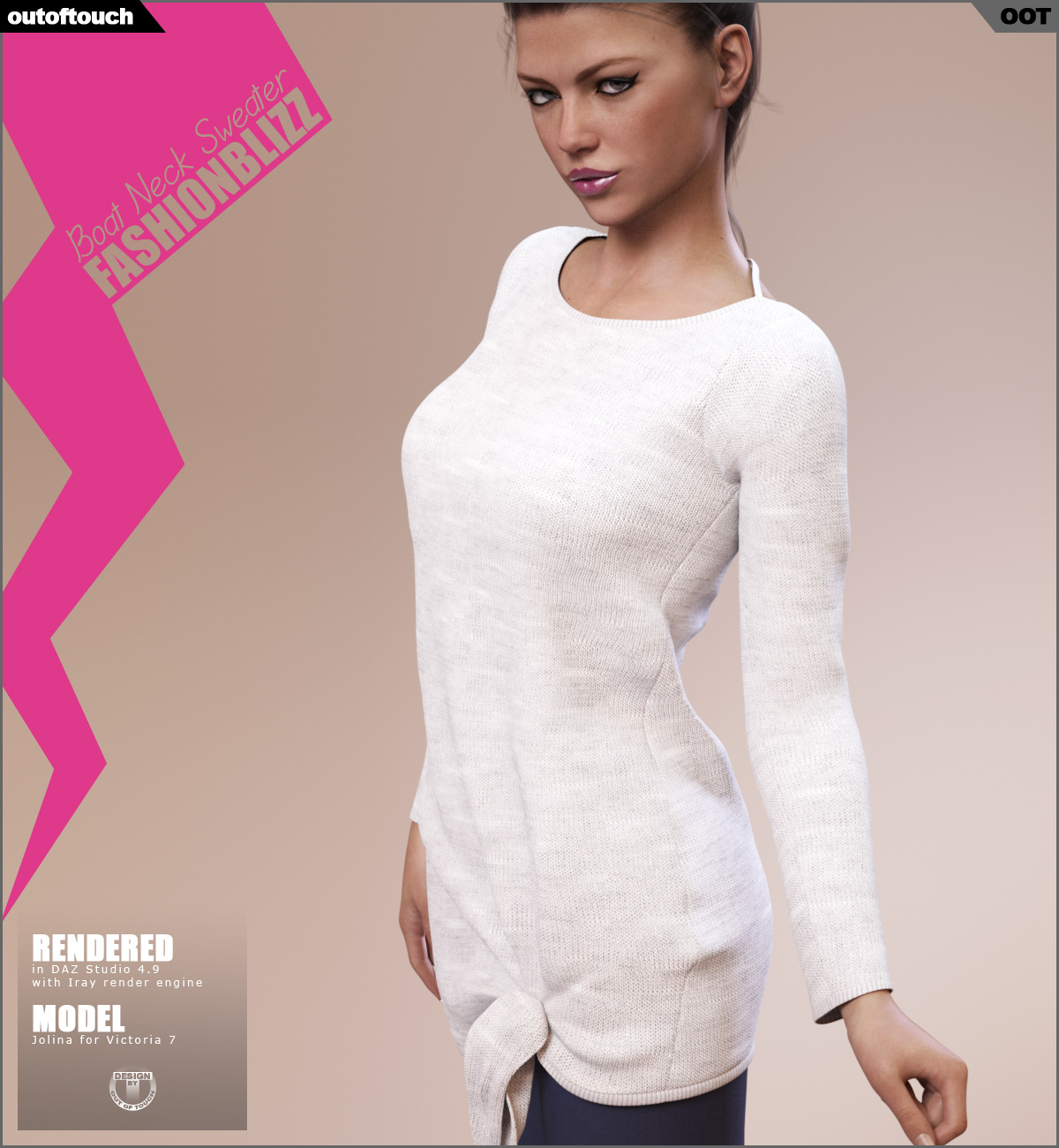 Fashion Blizz: Boat Neck Sweater for Genesis 3 Female(s)_DAZ3DDL