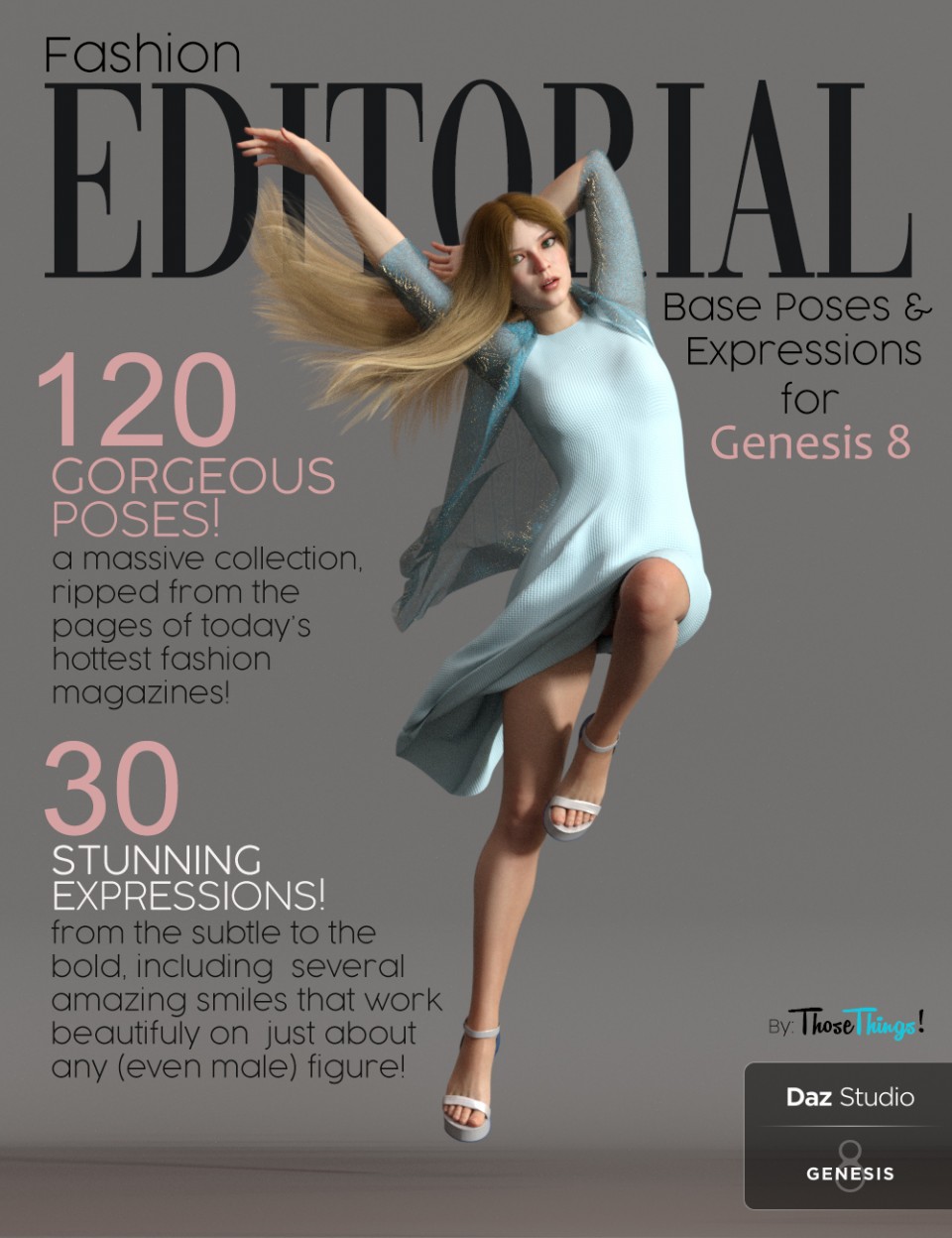Fashion Editorial Poses and Expressions for Genesis 8 Female_DAZ3DDL
