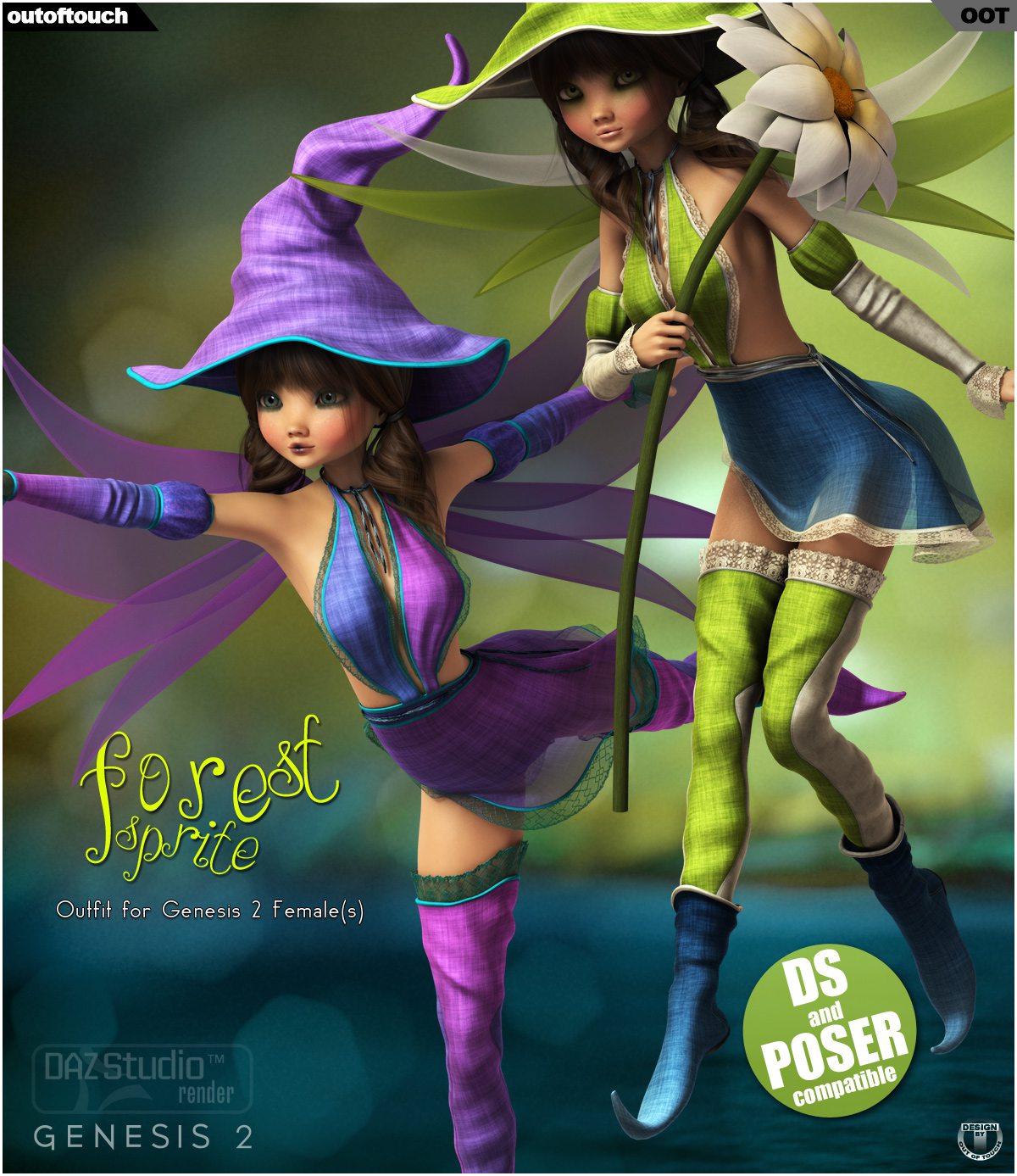 Forest Sprite Outfit for Genesis 2 Female(s)_DAZ3D下载站
