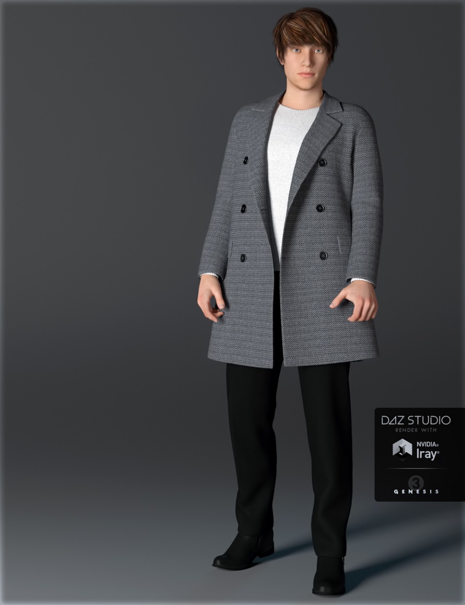 H&C Coat Outfit A for Genesis 3 Male(s)_DAZ3D下载站