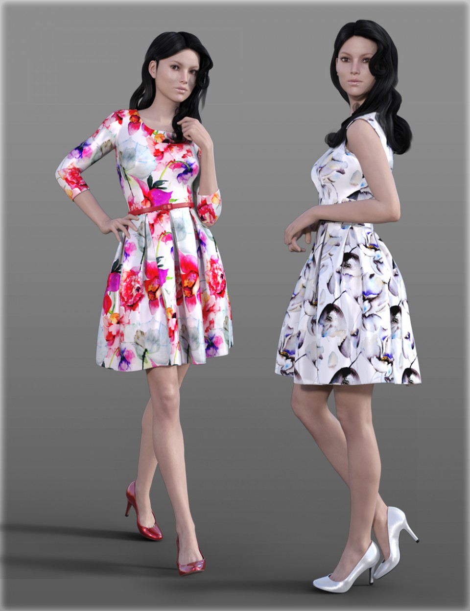 H&C Fit & Flare Dress for Genesis 3 Female(s)_DAZ3D下载站