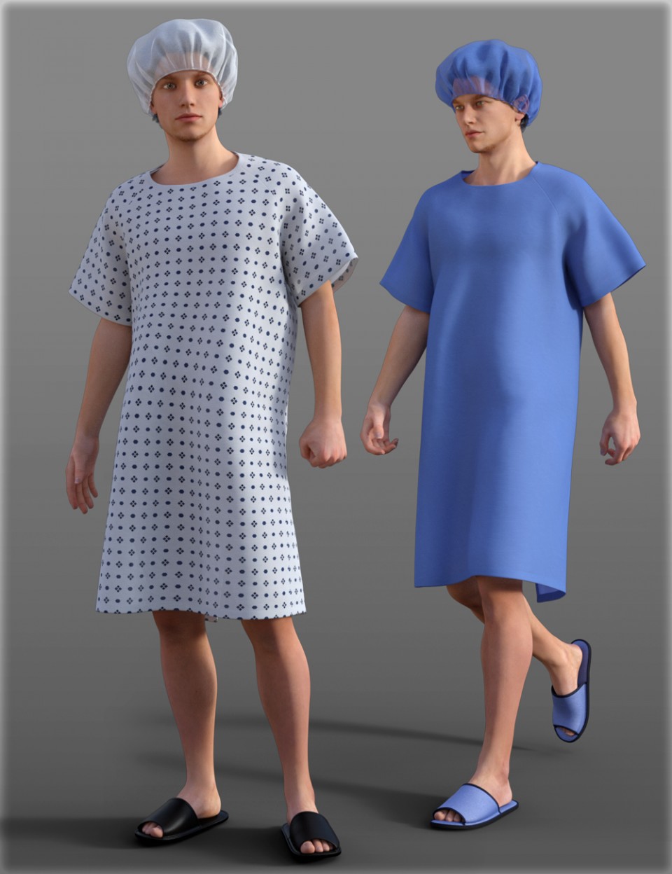 H&C Patient Gowns Set for Genesis 3 Male(s)_DAZ3D下载站