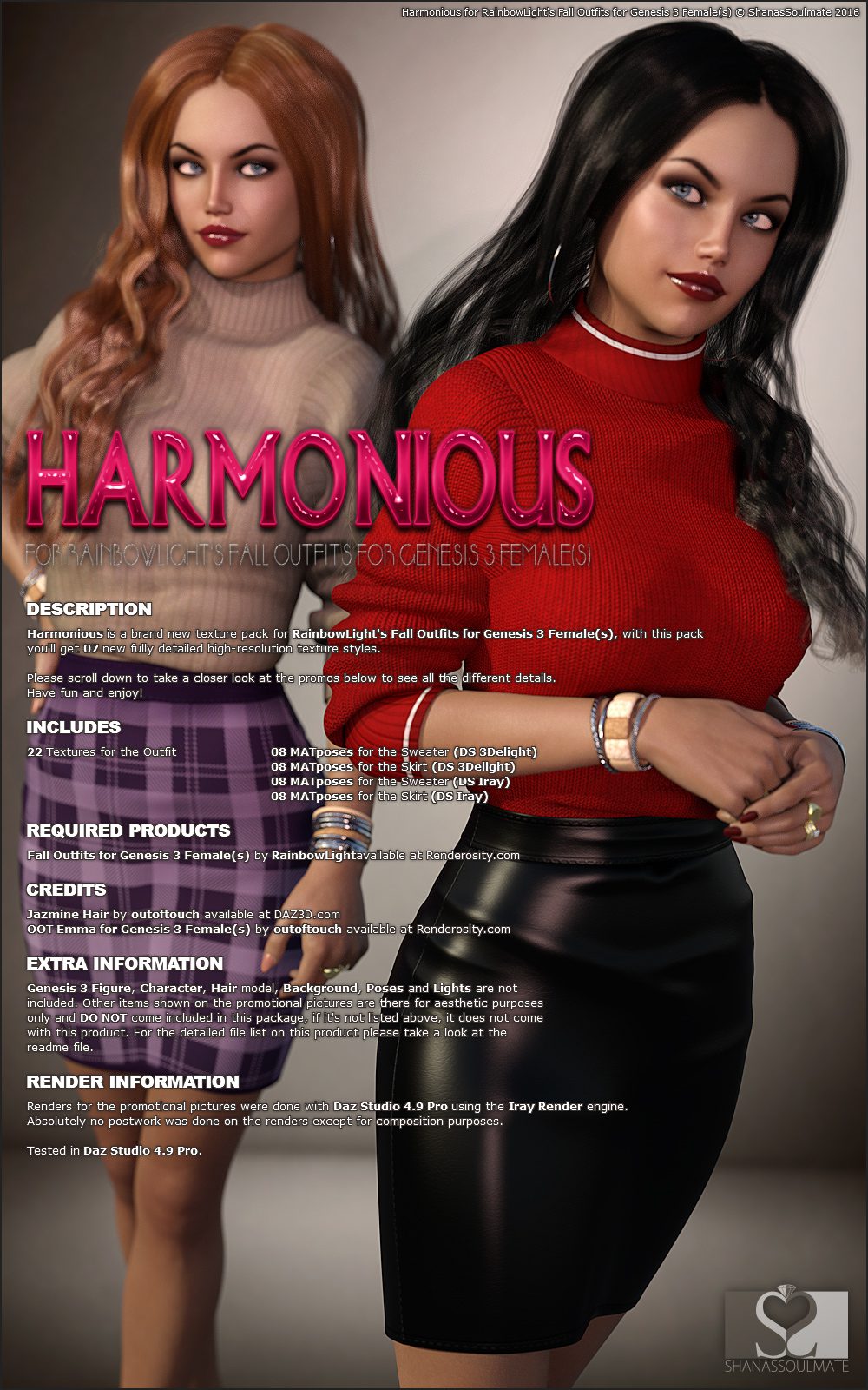 Harmonious for Fall Outfits_DAZ3D下载站