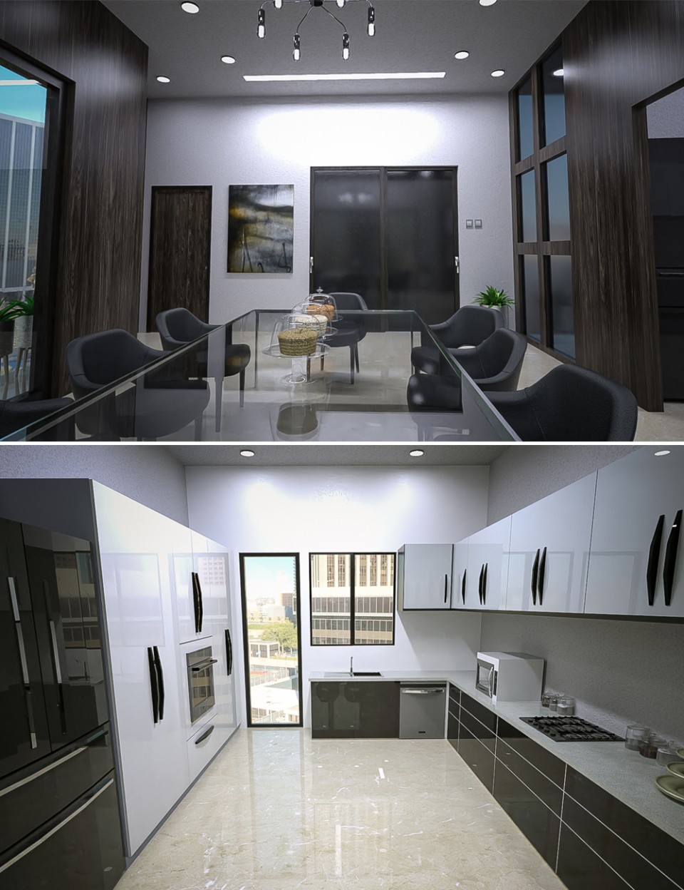 High Rise Kitchen and Dining Room_DAZ3D下载站