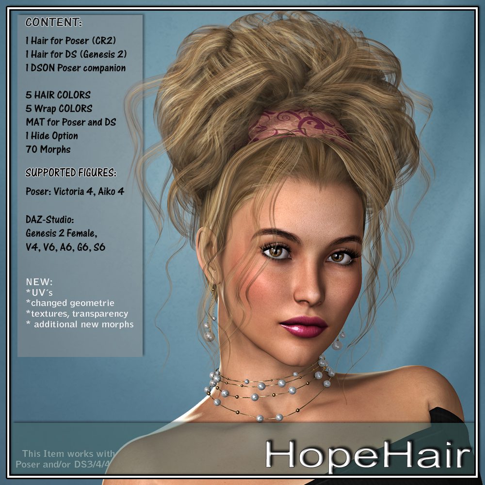 Hope Hair for V4 and G2_DAZ3D下载站