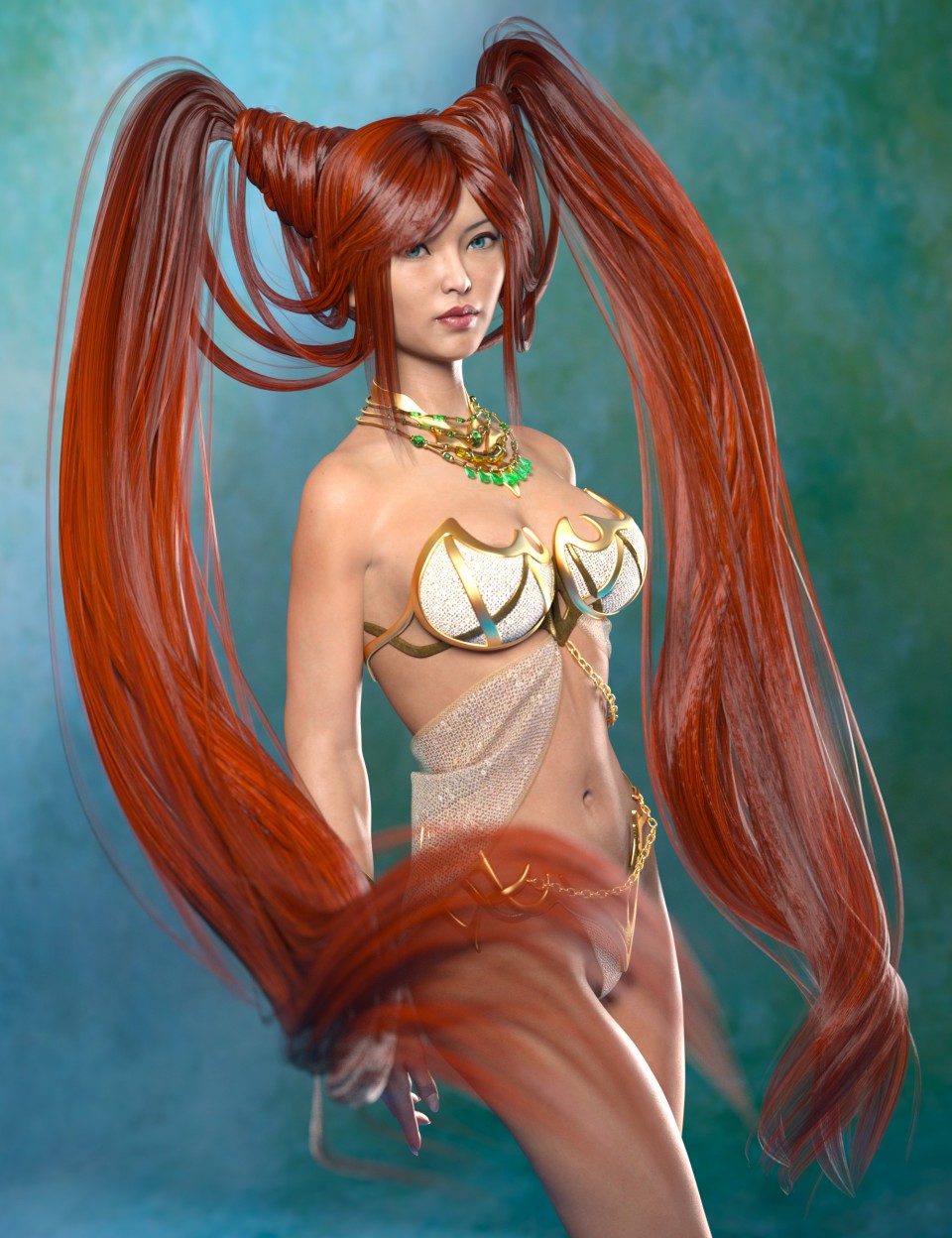 Jade Tiger Hair for Genesis 3 Female(s)_DAZ3D下载站