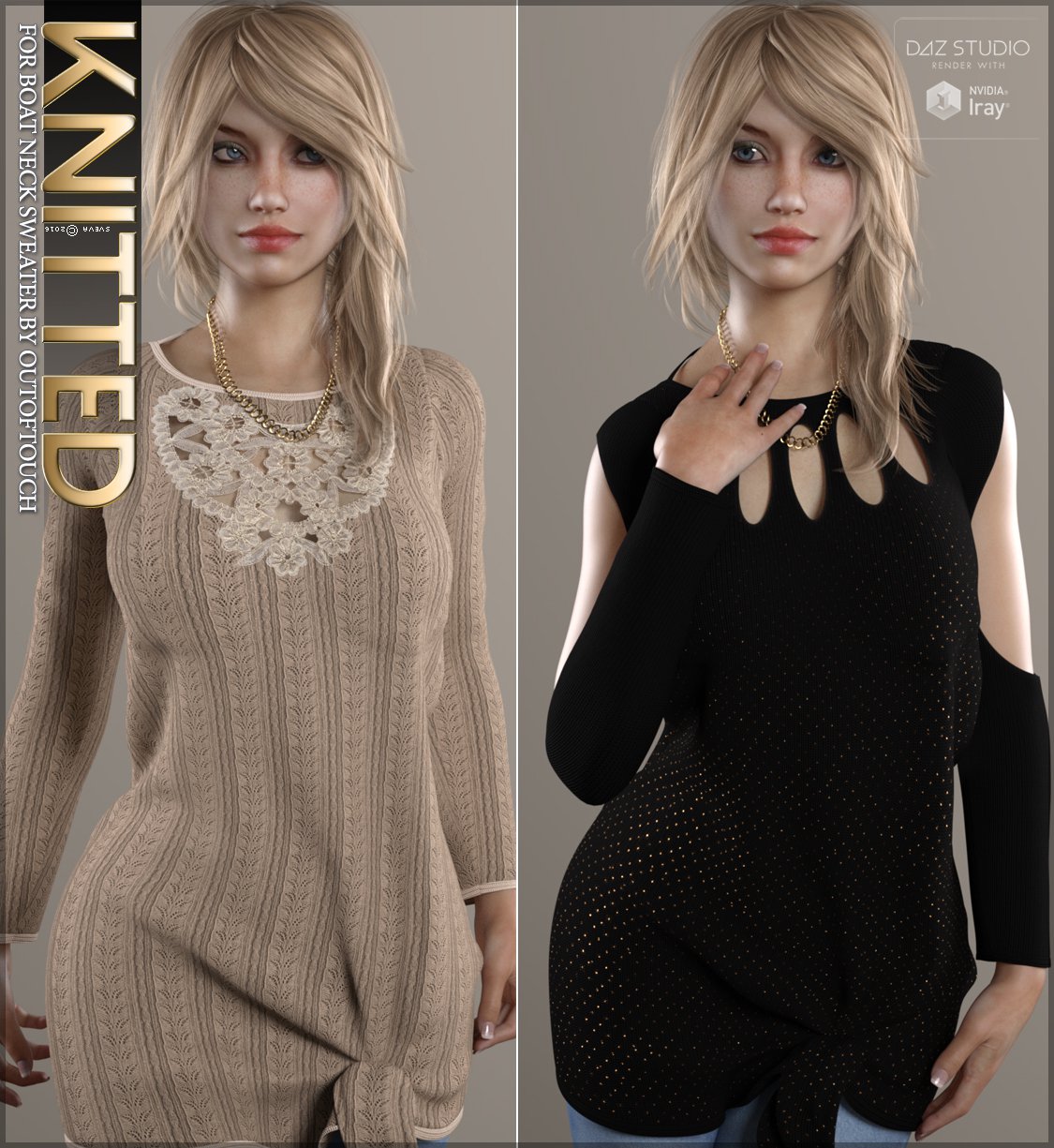 Knitted for Boat Neck Sweater_DAZ3DDL