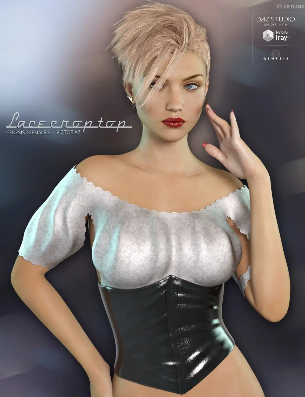 Lace Crop Top for Genesis 3 Females_DAZ3D下载站