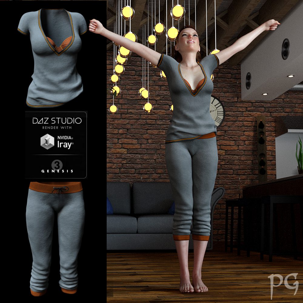 Laid-Back Outfit for G3F_DAZ3DDL