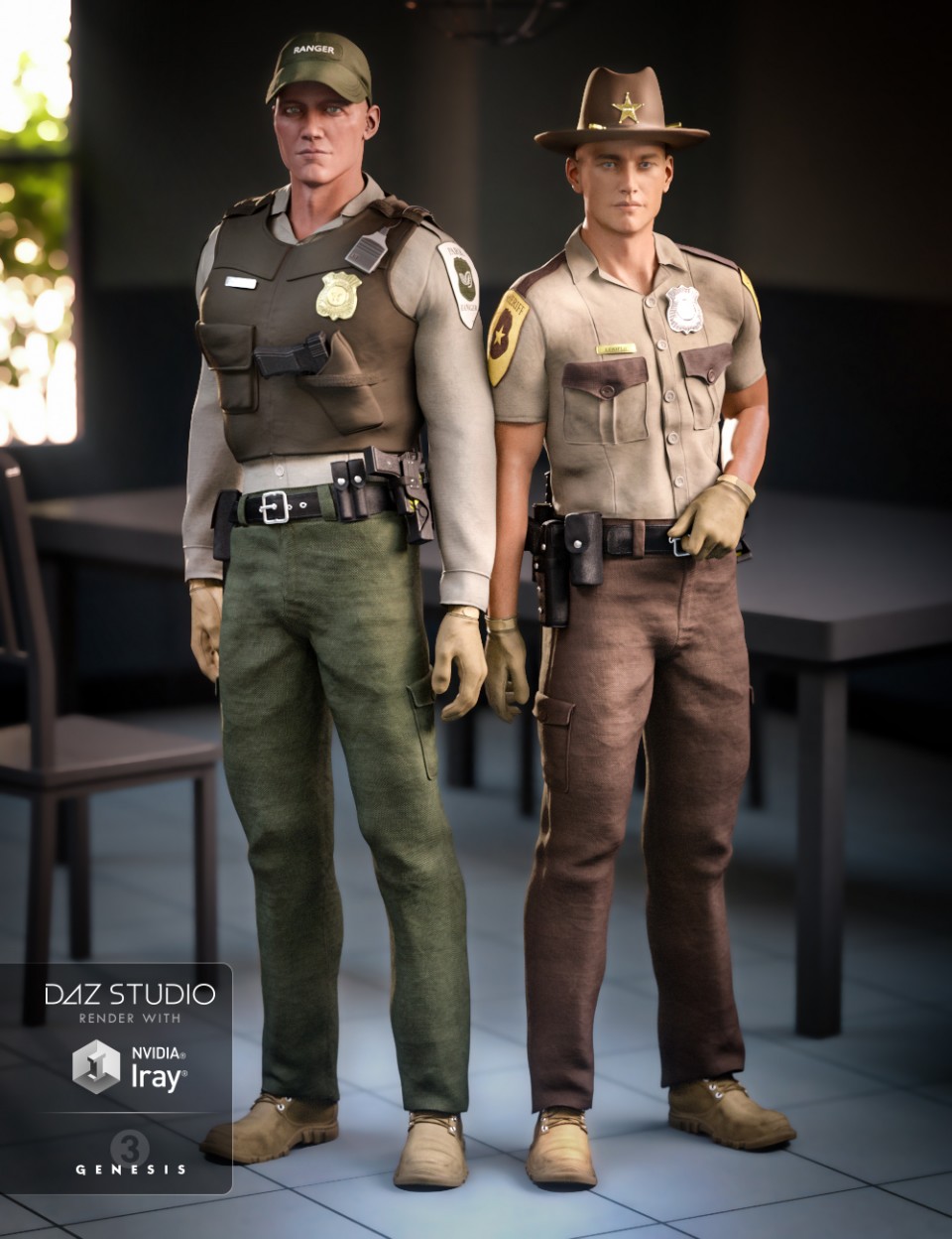 Law Enforcement Outfits Textures for Genesis 2 and 3 Male(s)_DAZ3DDL