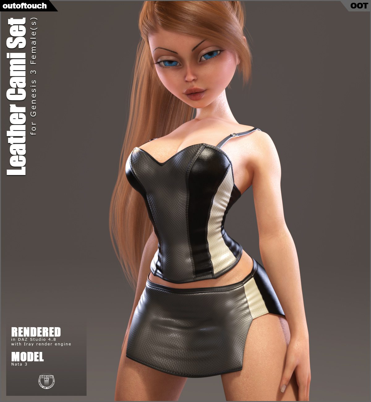 Leather Cami Set for Genesis 3 Females and Nata3_DAZ3D下载站