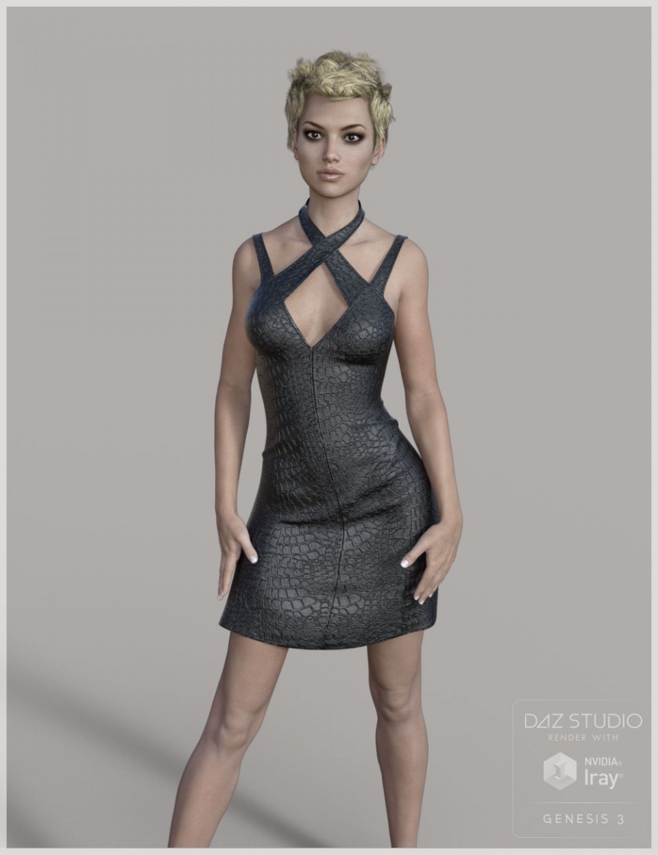 Leather Dress for Genesis 3 Female(s)_DAZ3D下载站