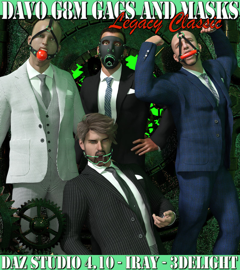 Legacy Classic Davo Genesis 8 Male Gags And Masks_DAZ3DDL