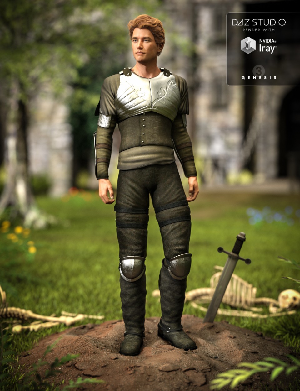 Light Foot Soldier Outfit for Genesis 3 Male(s)_DAZ3D下载站