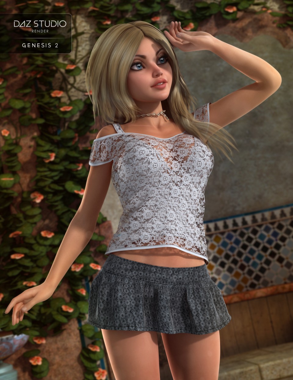Little Flirt Outfit for Genesis 2 Female(s)_DAZ3D下载站