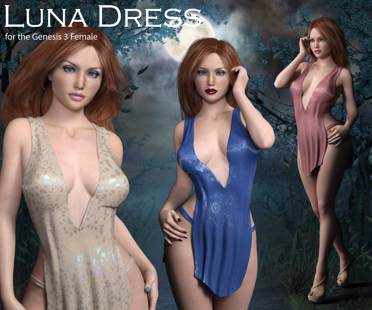 Luna Dress for Genesis 3 Female_DAZ3D下载站