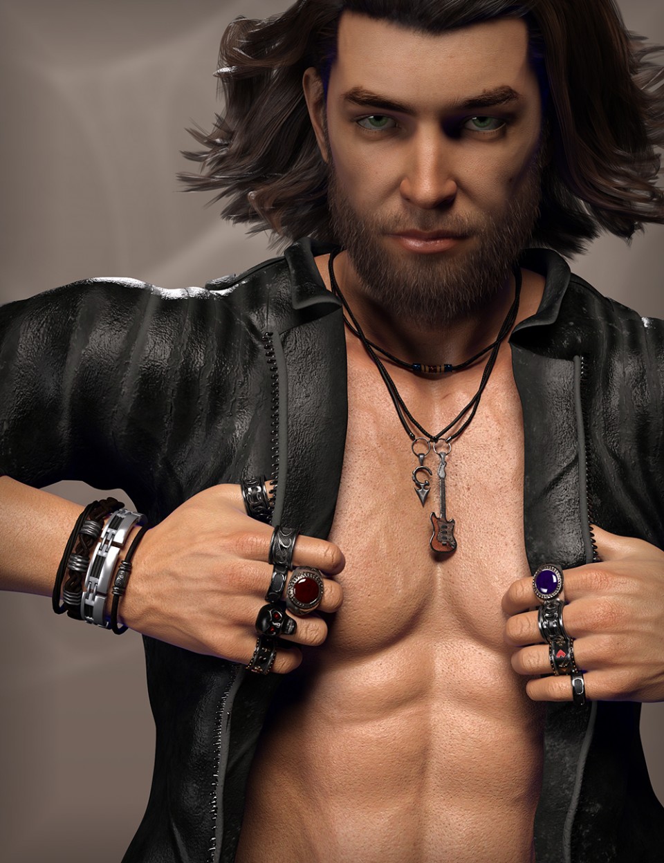 MD Rock Jewelry for Genesis 3 and 8 Male(s)_DAZ3D下载站