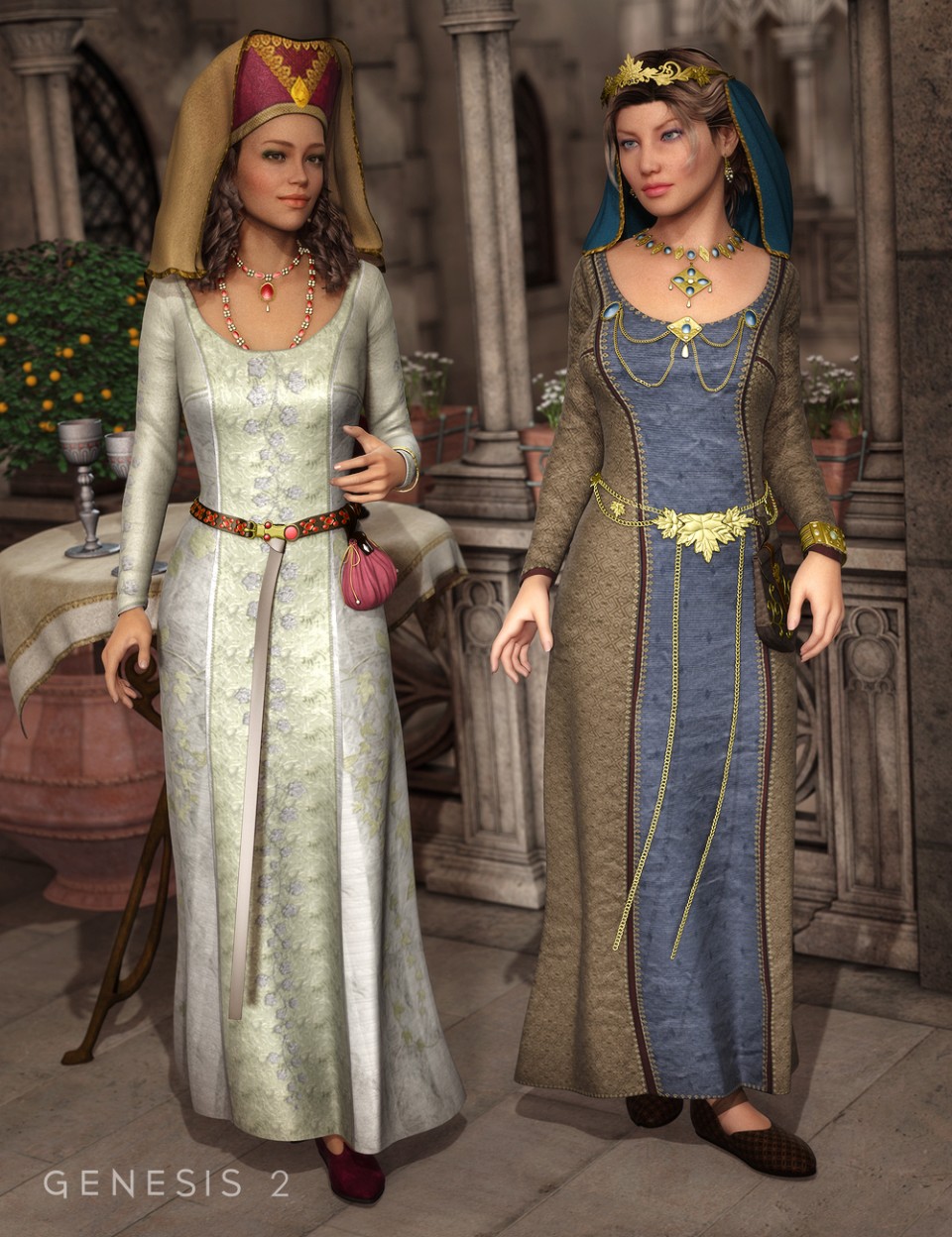 Medieval Fantasy Accessories for Genesis 2 Female(s)_DAZ3D下载站