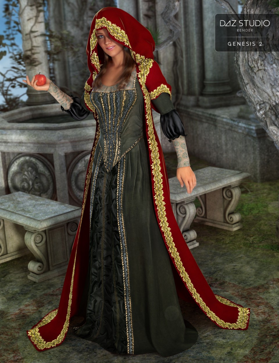 Medieval Princess Gown for Genesis 2 Female(s)_DAZ3D下载站