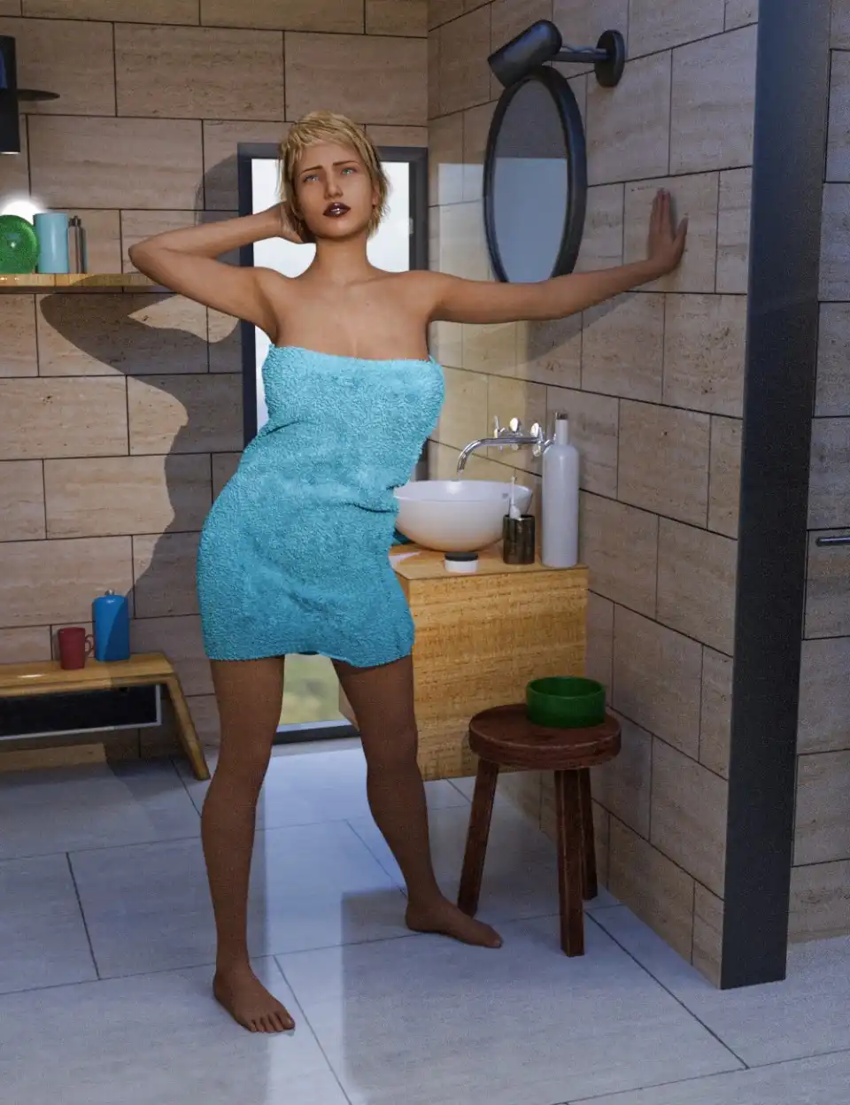 Modern Bath and Morphing Towel for Genesis 8 Female(s)_DAZ3D下载站