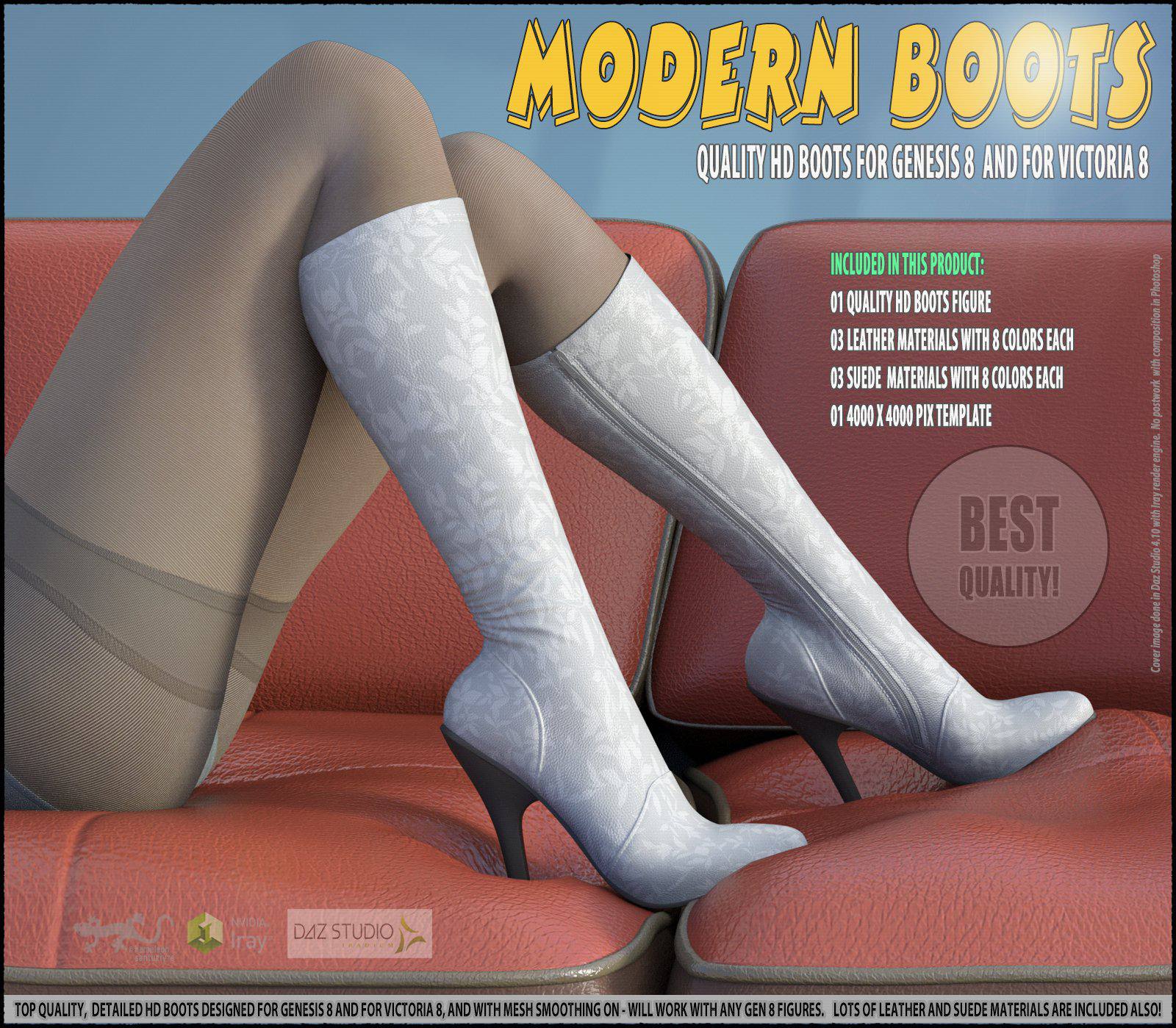 Modern Boots For Genesis 8 and For Victoria 8_DAZ3D下载站