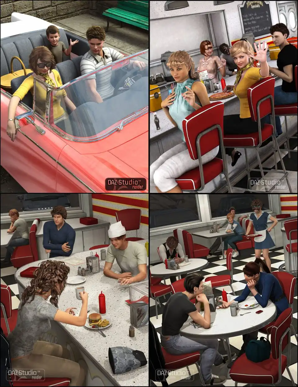 Moonshine Diner Pose Collection_DAZ3D下载站