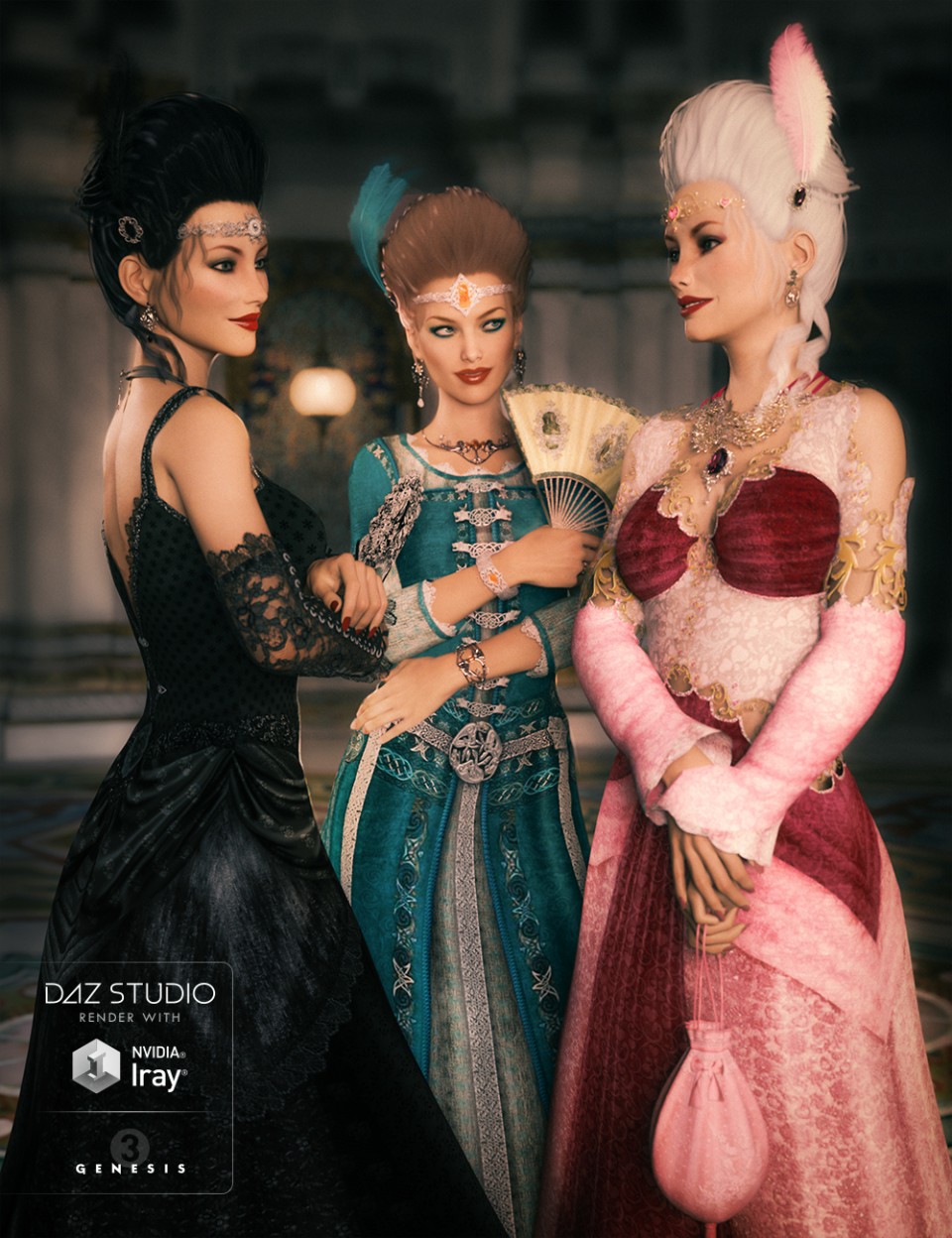 Morphing Fantasy Dress for Genesis 3 Female(s)_DAZ3D下载站