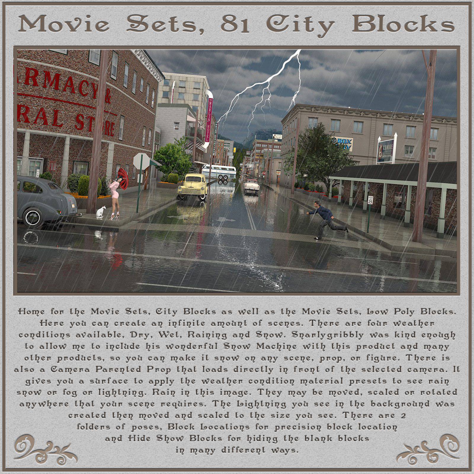Movie Sets, 81 City Blocks_DAZ3D下载站