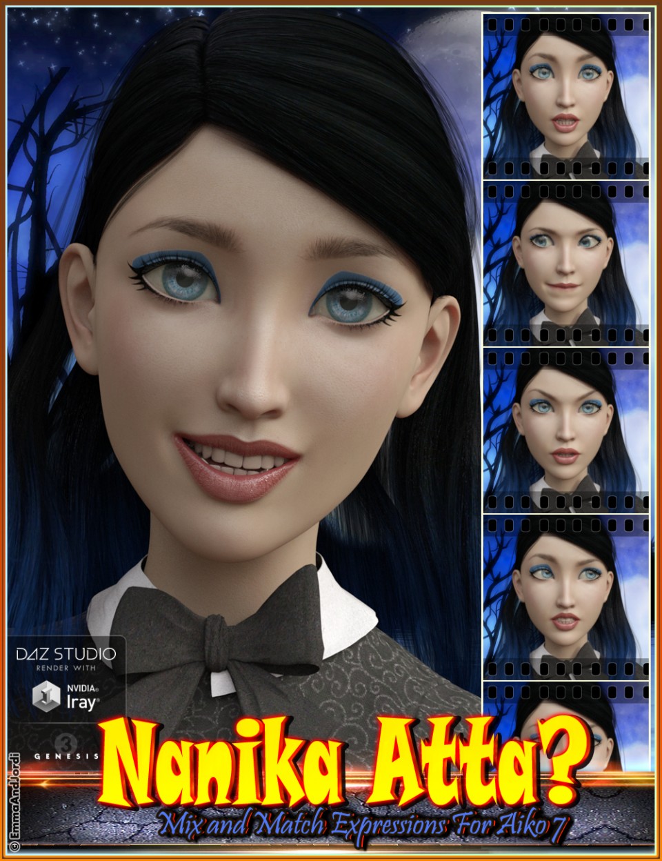 Nanika Atta Mix and Match Expressions for Aiko 7 and Genesis 3 Female(s)_DAZ3D下载站