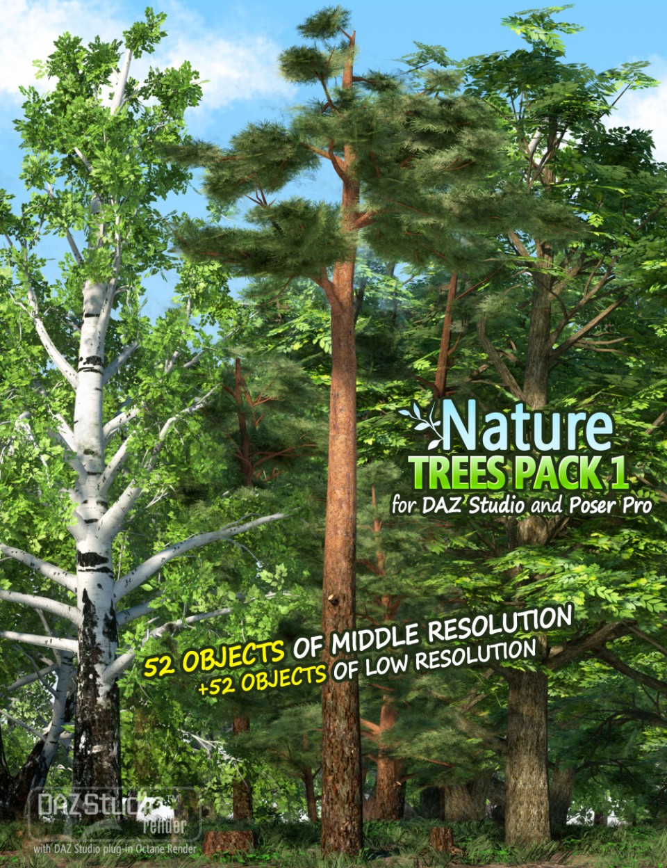 Nature – Trees Pack 1_DAZ3D下载站