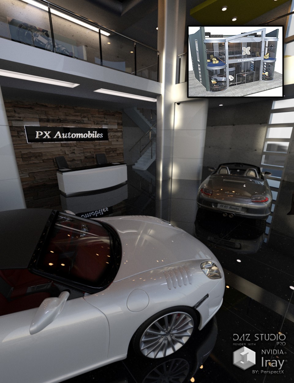 PX Auto Showroom Set_DAZ3D下载站