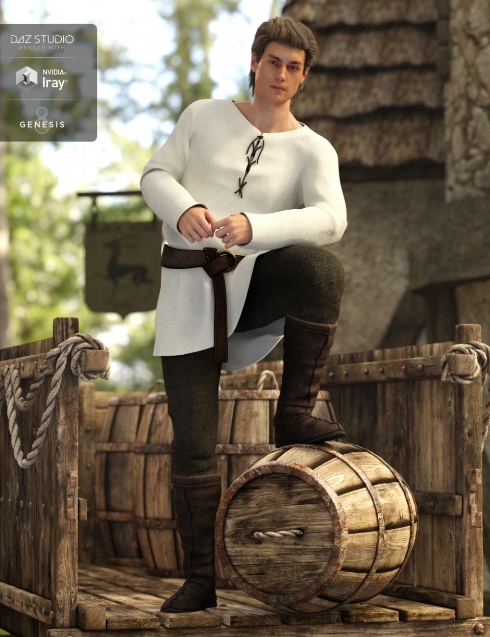 Peasant Outfit for Genesis 8 Male(s)_DAZ3D下载站