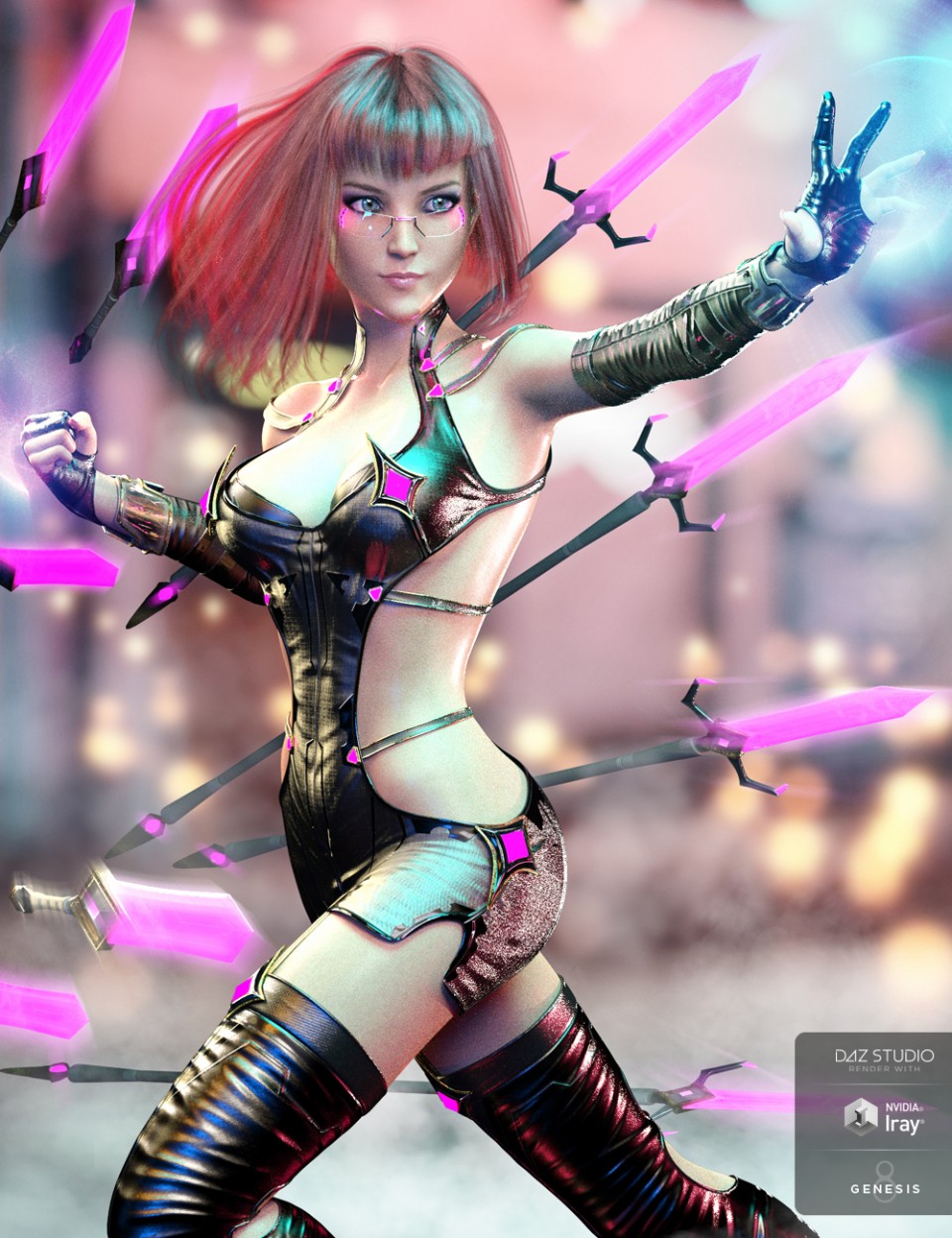 Psy-Dagger Outfit and Weapons for Genesis 8 Female(s)_DAZ3D下载站