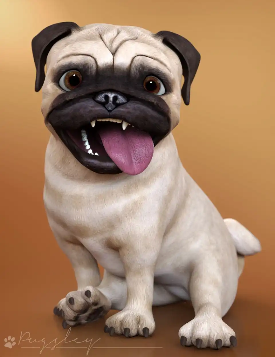 Pugsley the Stylized Pug_DAZ3D下载站