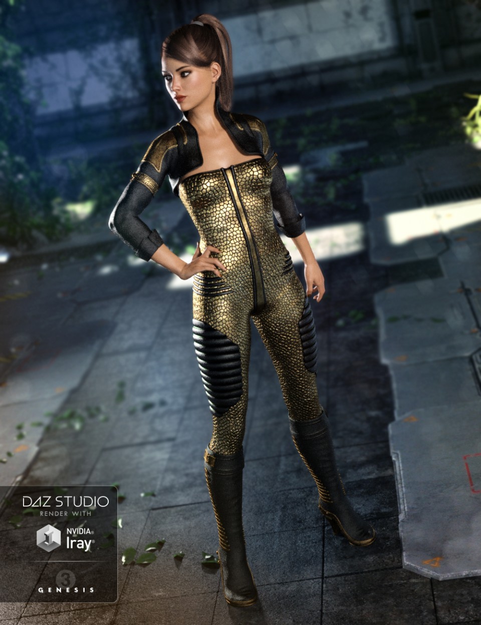 Sci-Fi Lieutenant Outfit for Genesis 3 Female(s)_DAZ3DDL