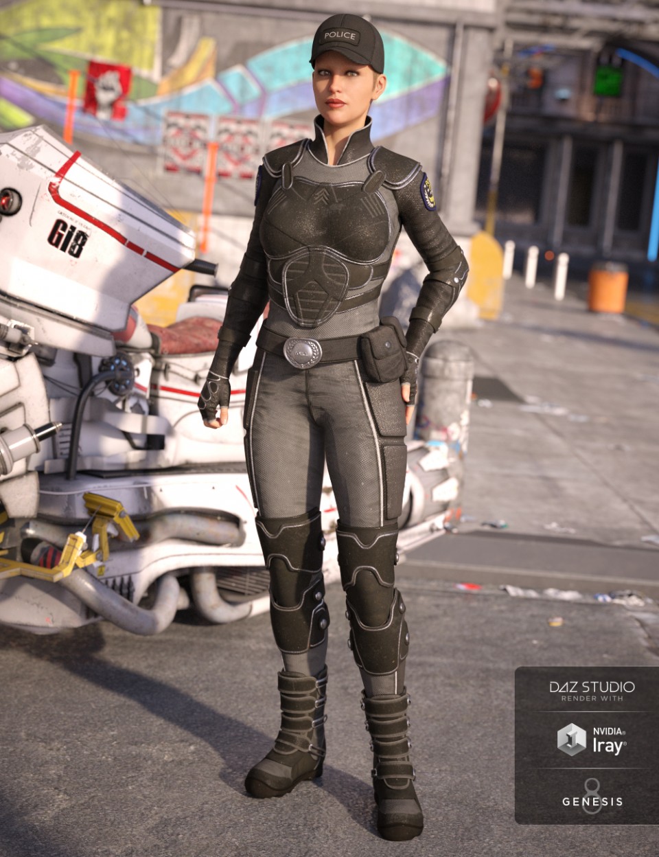 Sci-fi Police Outfit for Genesis 8 Female(s)_DAZ3D下载站