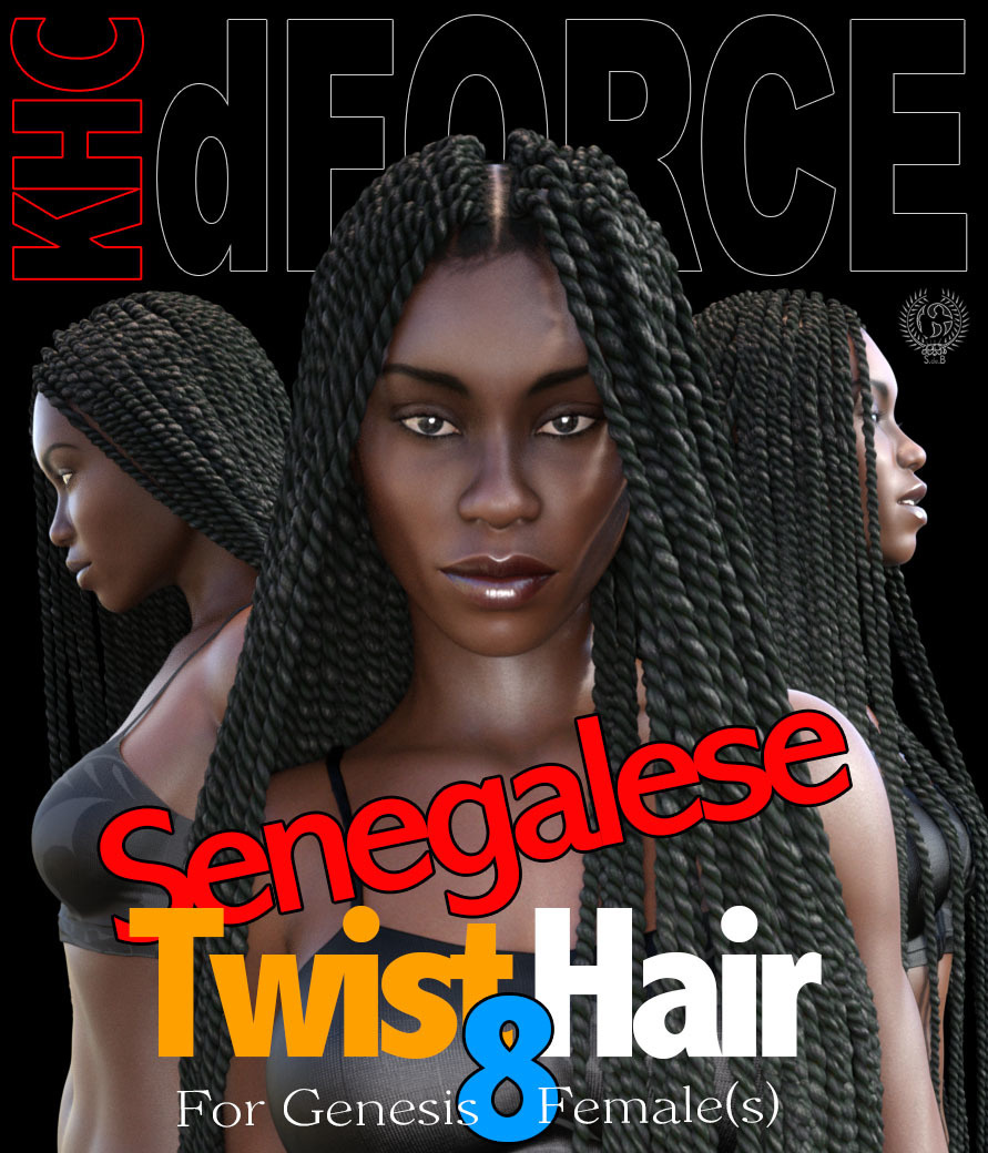 Senegalese Twist Hair For Genesis 8 Females_DAZ3DDL