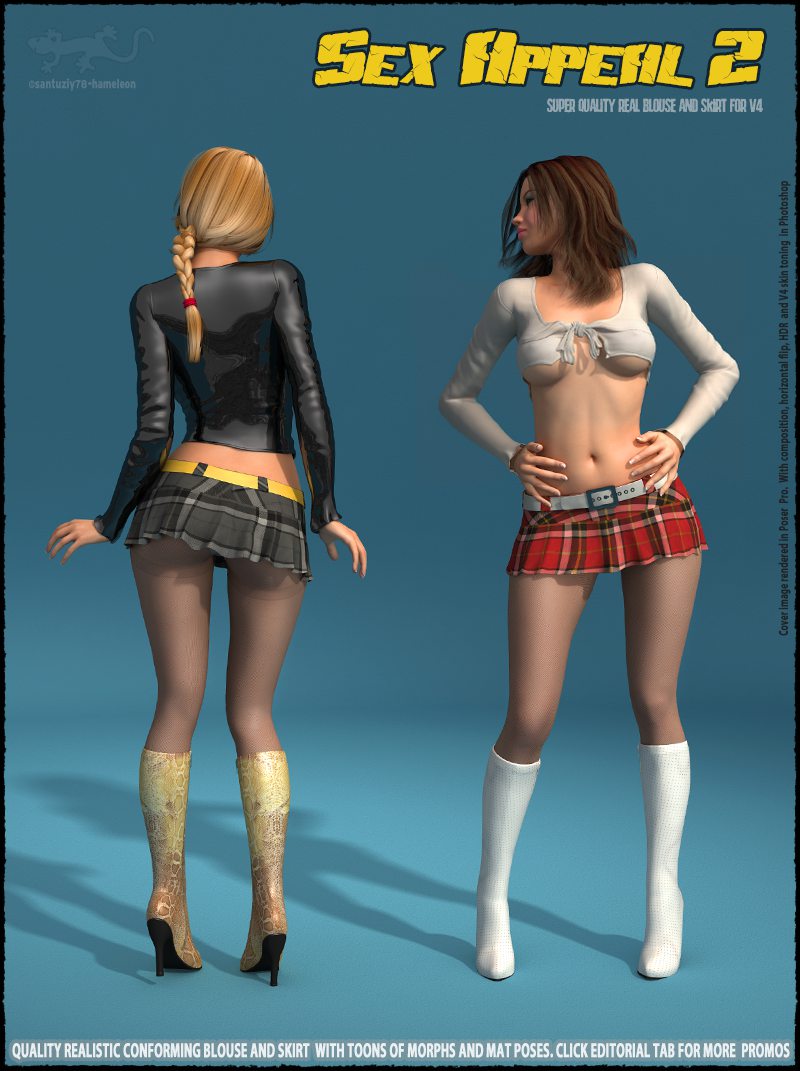Sex Appeal 2 – Blouse and Skirt for V4_DAZ3D下载站