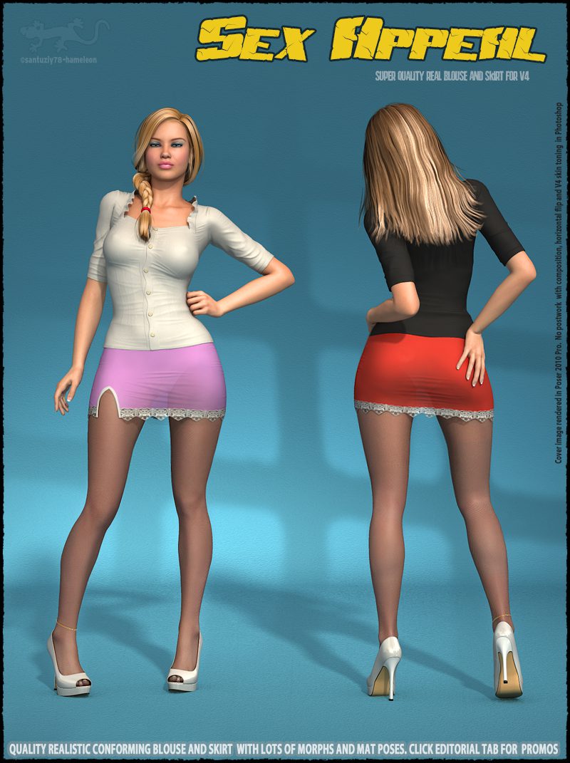 Sex Appeal – Blouse and Skirt for V4_DAZ3D下载站
