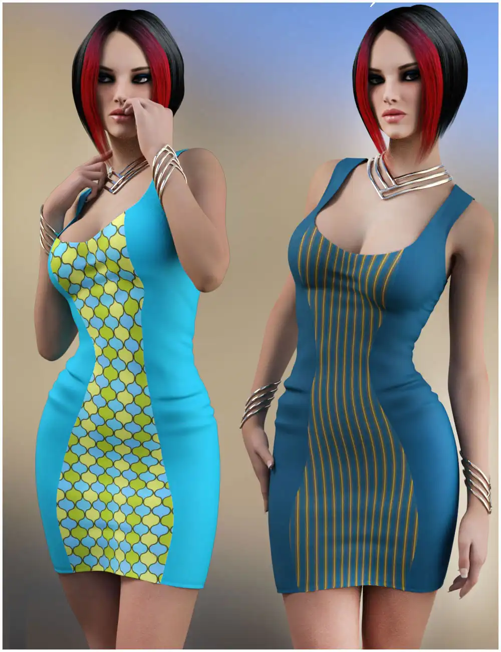 Sexy Flirt For 2 Tone Dress_DAZ3DDL
