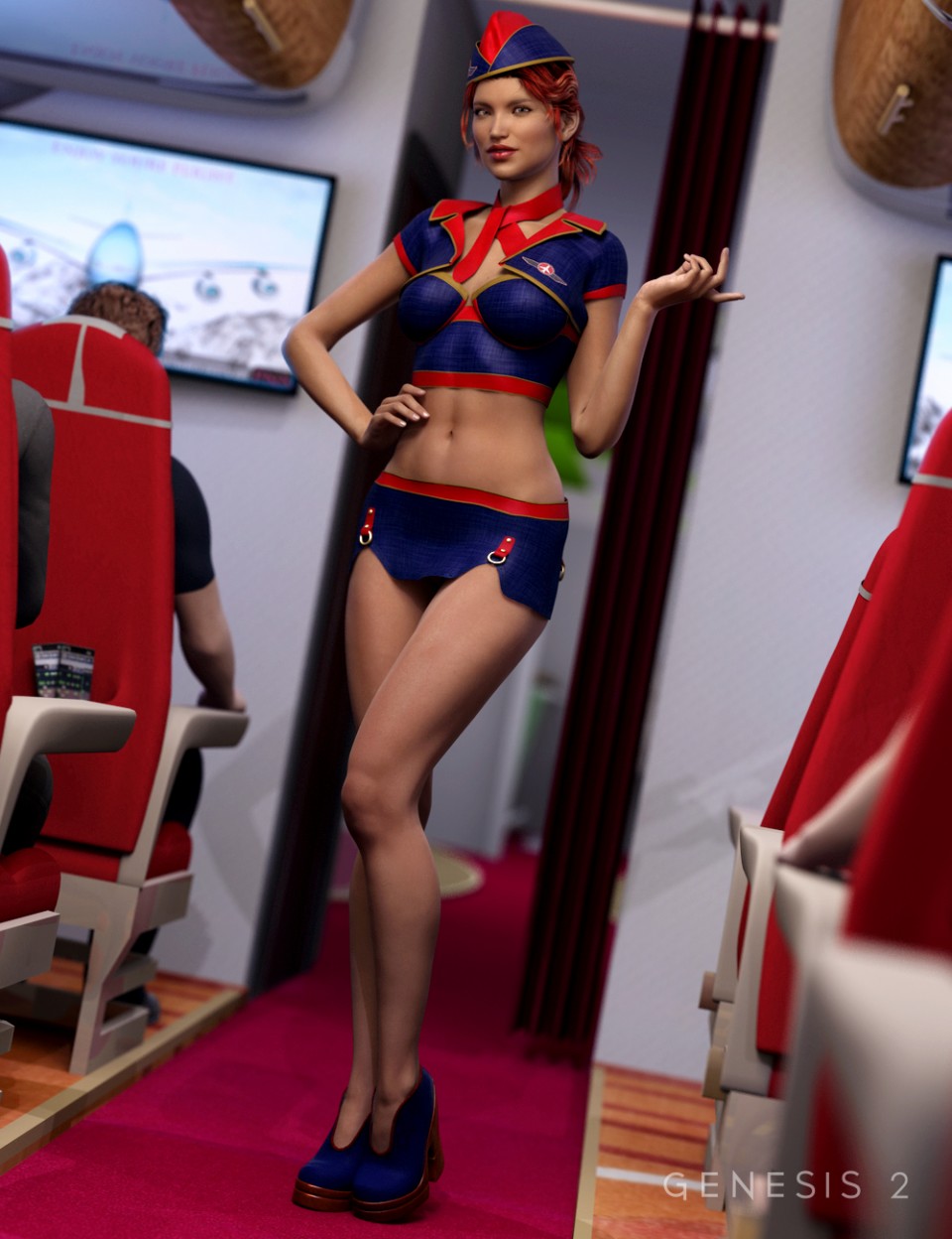 Sexy Stewardess for Genesis 2 Female(s)_DAZ3D下载站